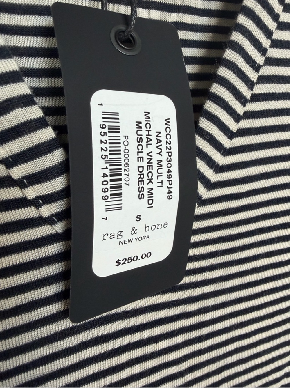 Rag & Bone Michal Striped Slub Jersey Midi Dress Sz S Casual Linen Blend NWT - Picture 8 of 16